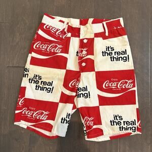 Coca Cola Red and White Men's Flat Front Shorts